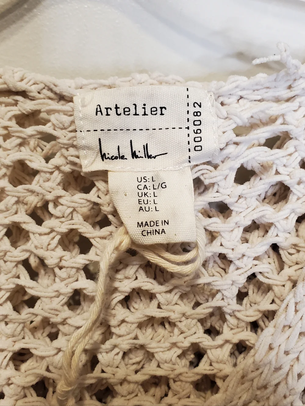 307. NWOT - Nicole Miller Atelier Open Crochet Knit Hoodie - Picture 2 of 4